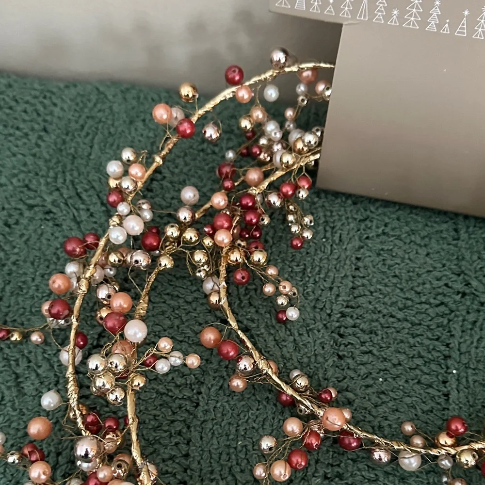 34th & Pine Holiday Christmas Tree Garland Gold Peach Berry NEW!